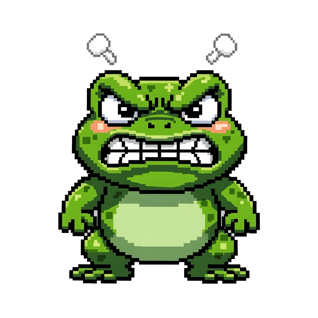 Frog Twitch emote — angry, Pixel Art style