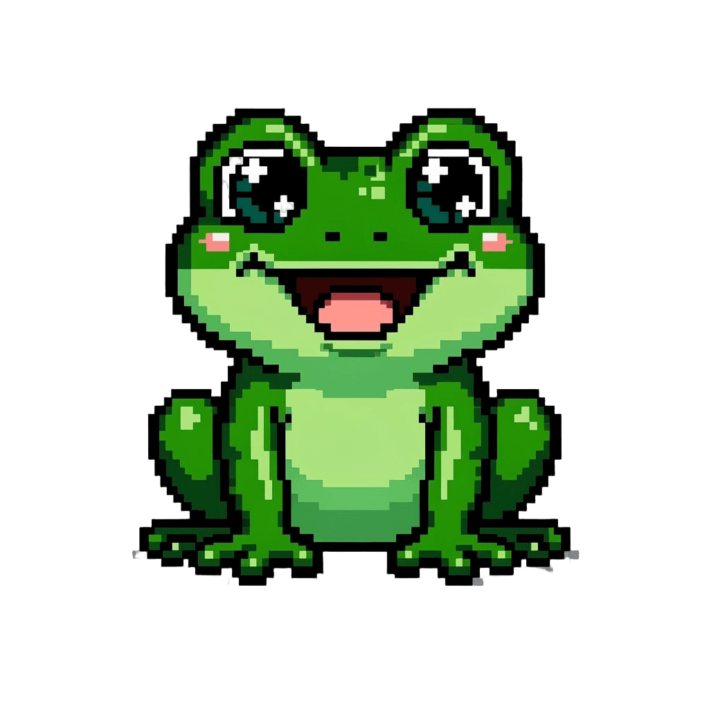 Frog Twitch emote — happy, Pixel Art style