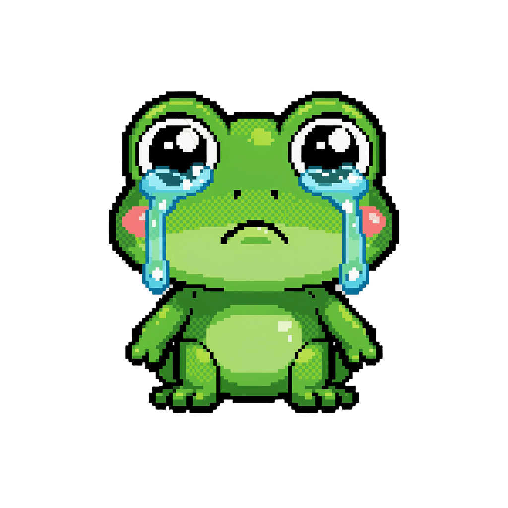 Frog Twitch emote — sad, Pixel Art style
