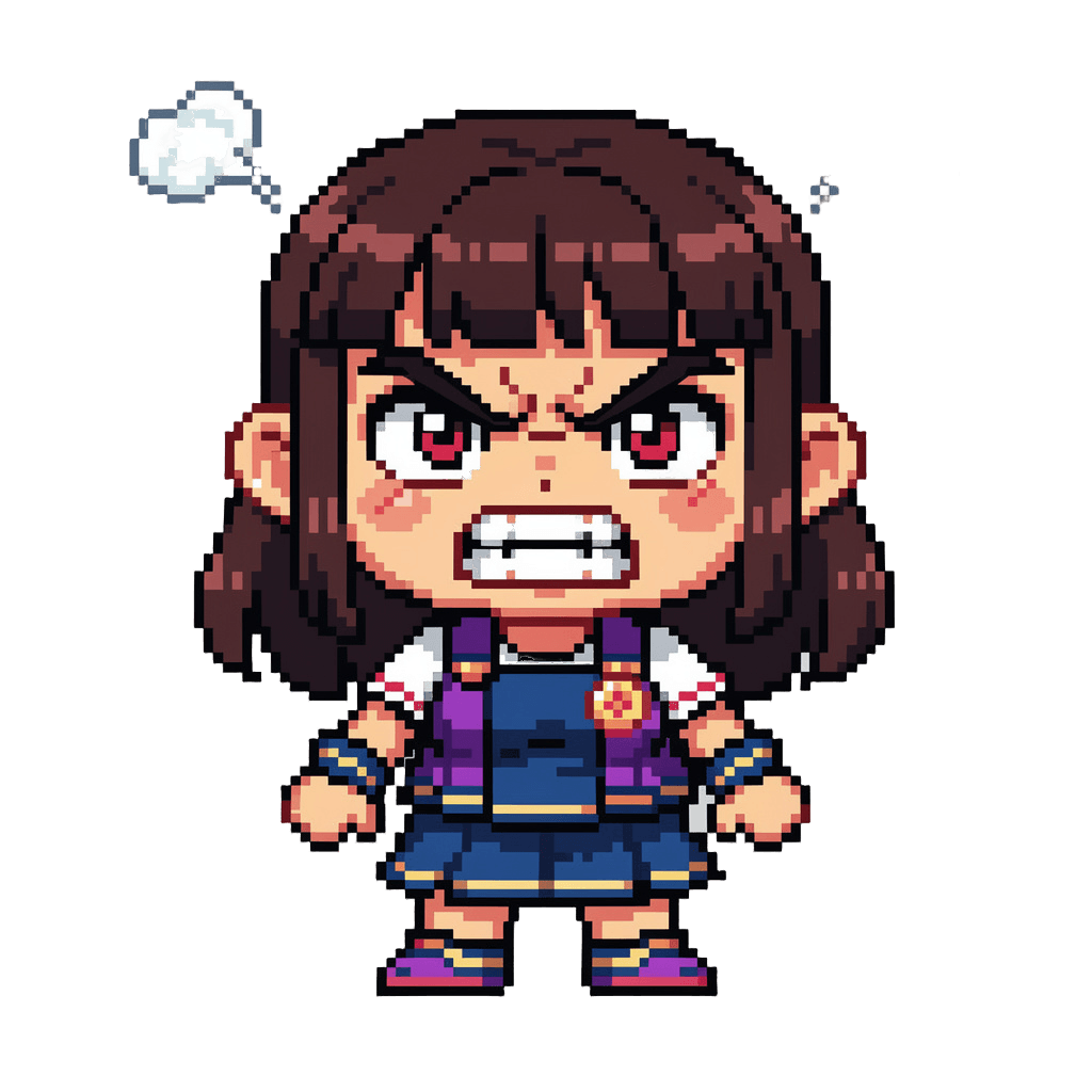 Girl Twitch emote — angry, Pixel Art style