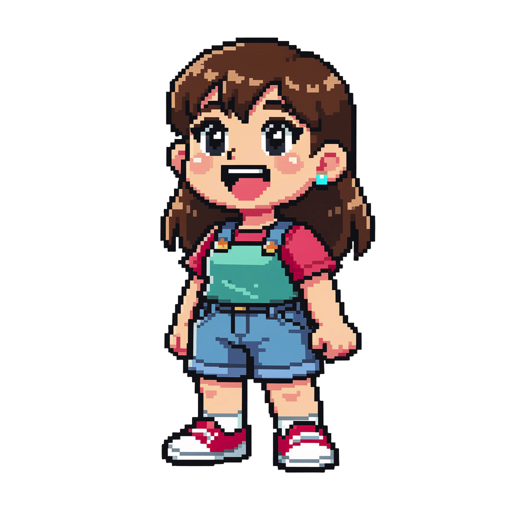 Girl Twitch emote — happy, Pixel Art style