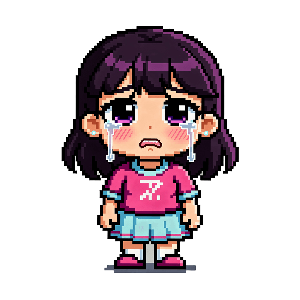 Girl Twitch emote — sad, Pixel Art style