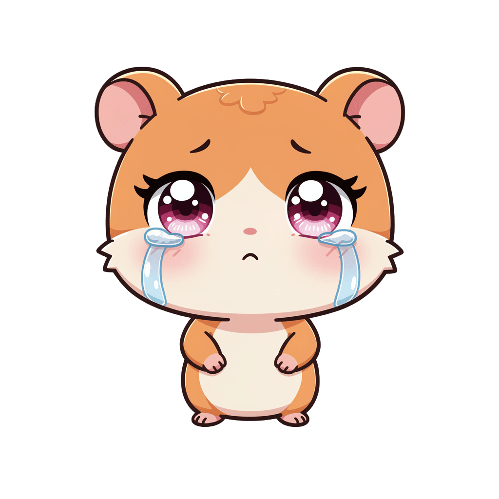 Hamster Twitch emote — sad, Chibi style
