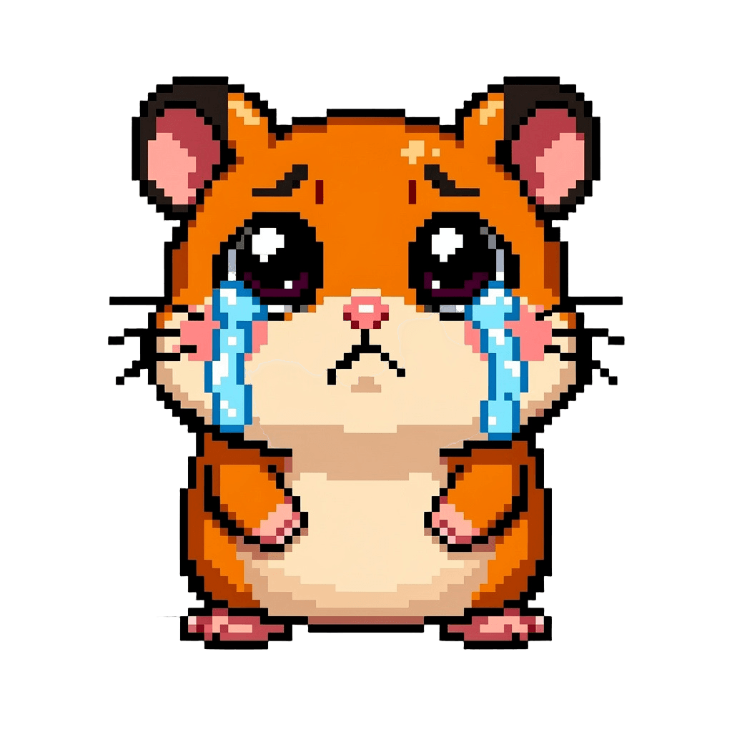 Hamster Twitch emote — sad, Pixel Art style