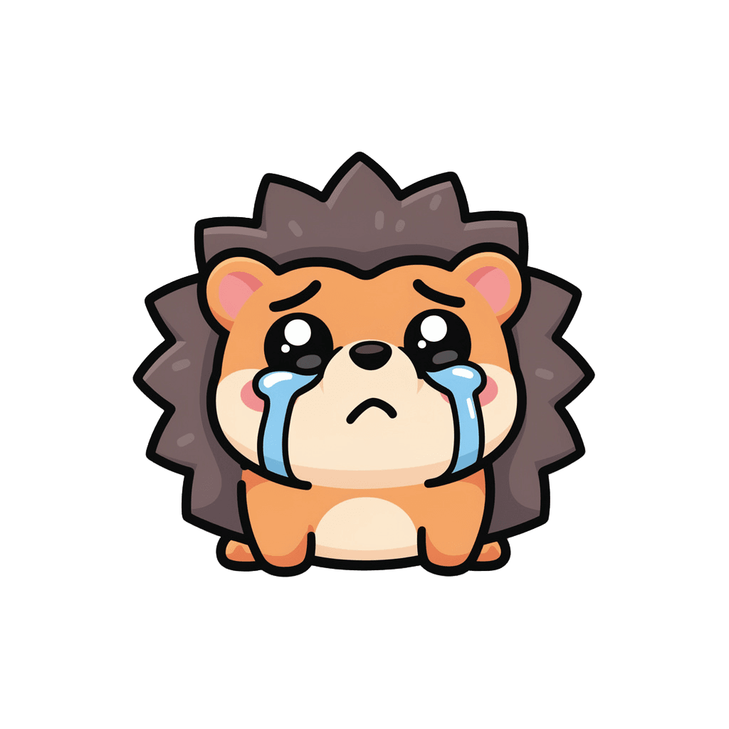 Hedgehog Twitch emote — sad, Sticker style