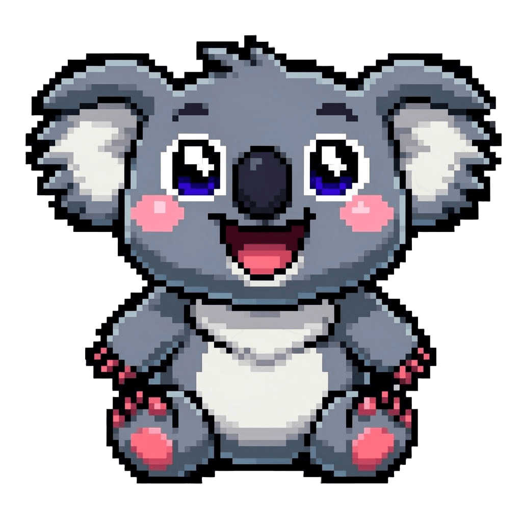 Koala Twitch emote — happy, Pixel Art style