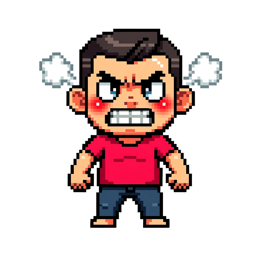 Man Twitch emote — angry, Pixel Art style