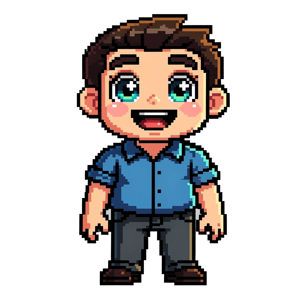 Man Twitch emote — happy, Pixel Art style
