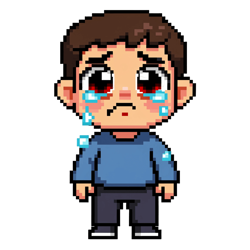 Man Twitch emote — sad, Pixel Art style
