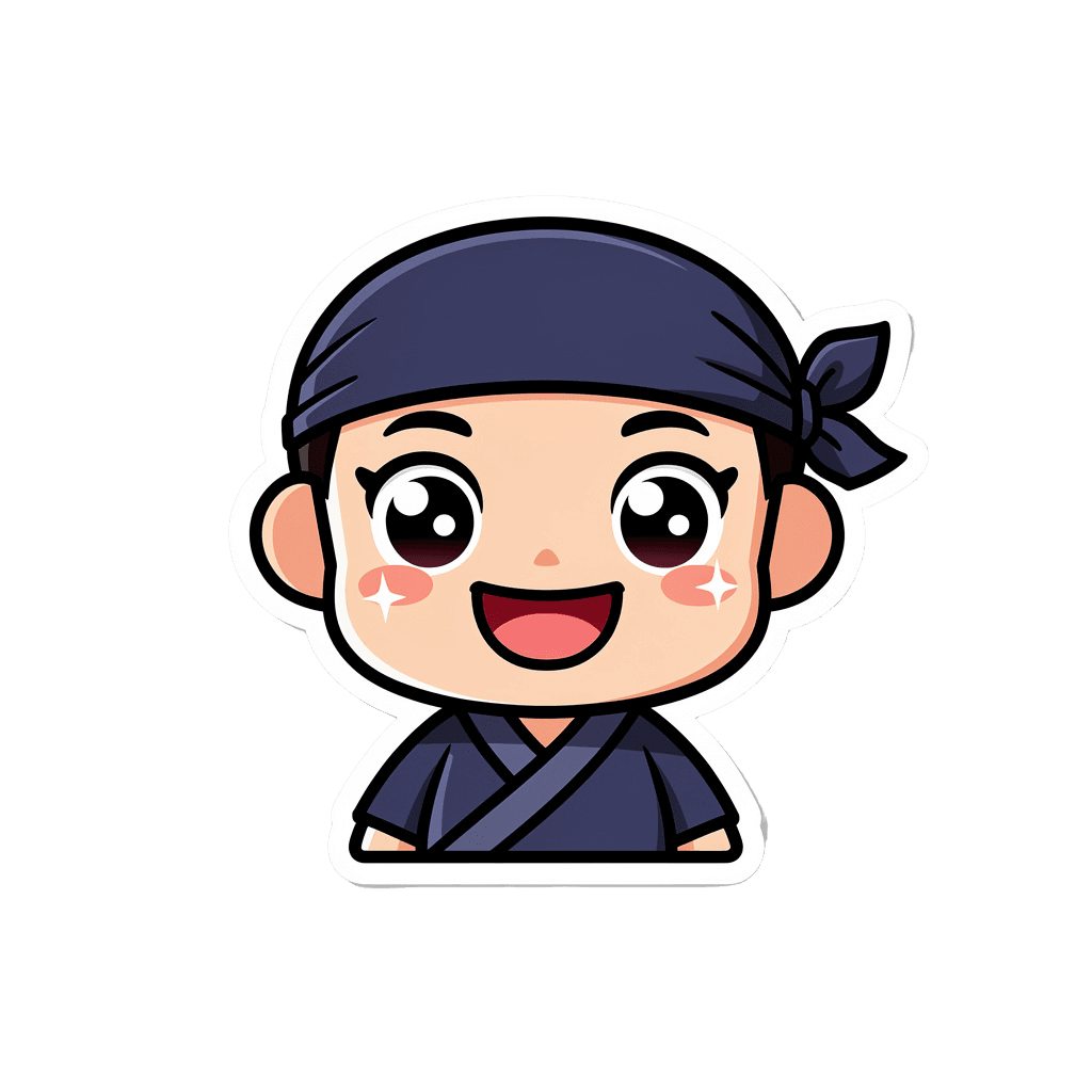 Ninja Twitch emote — happy, Sticker style