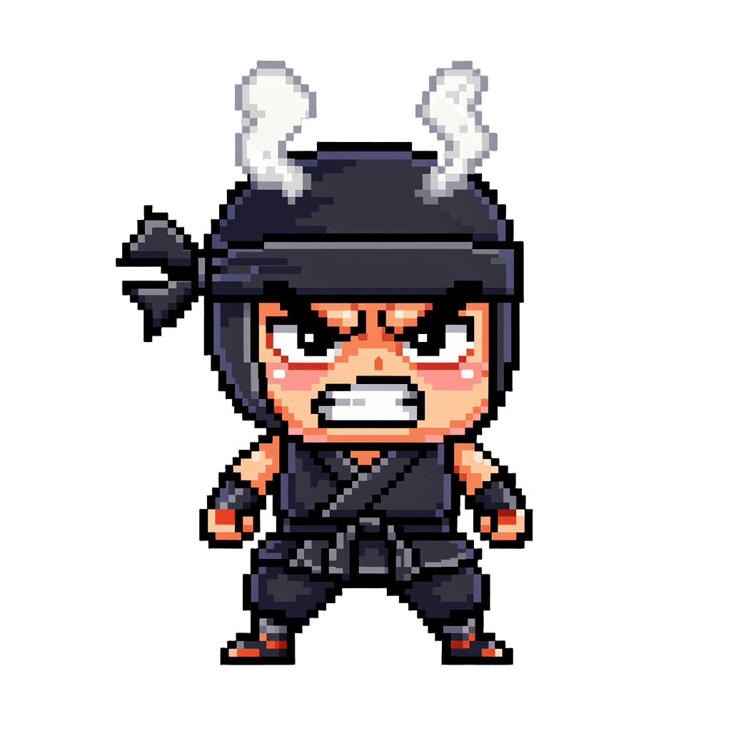 Ninja Twitch emote — angry, Pixel Art style