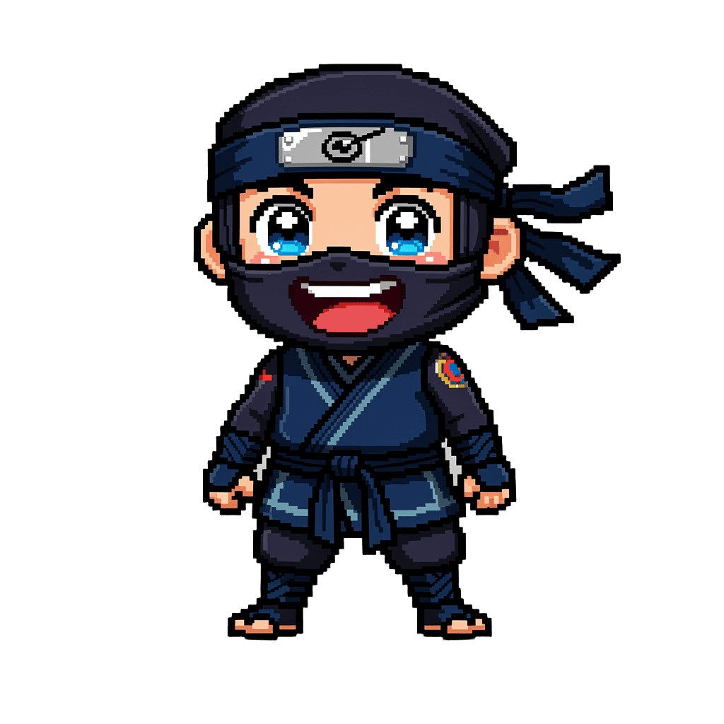 Ninja Twitch emote — happy, Pixel Art style