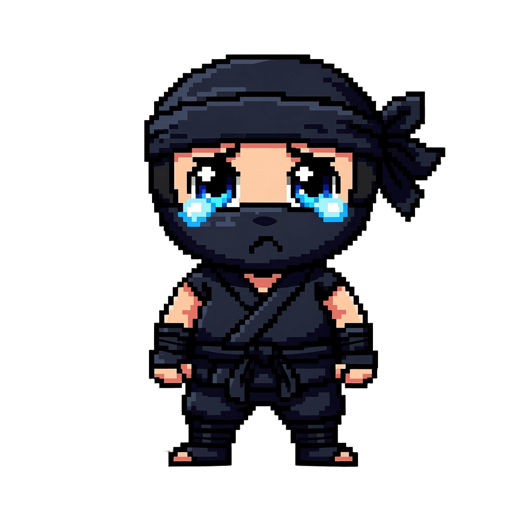 Ninja Twitch emote — sad, Pixel Art style