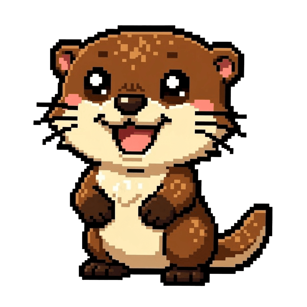 Otter Twitch emote — happy, Pixel Art style