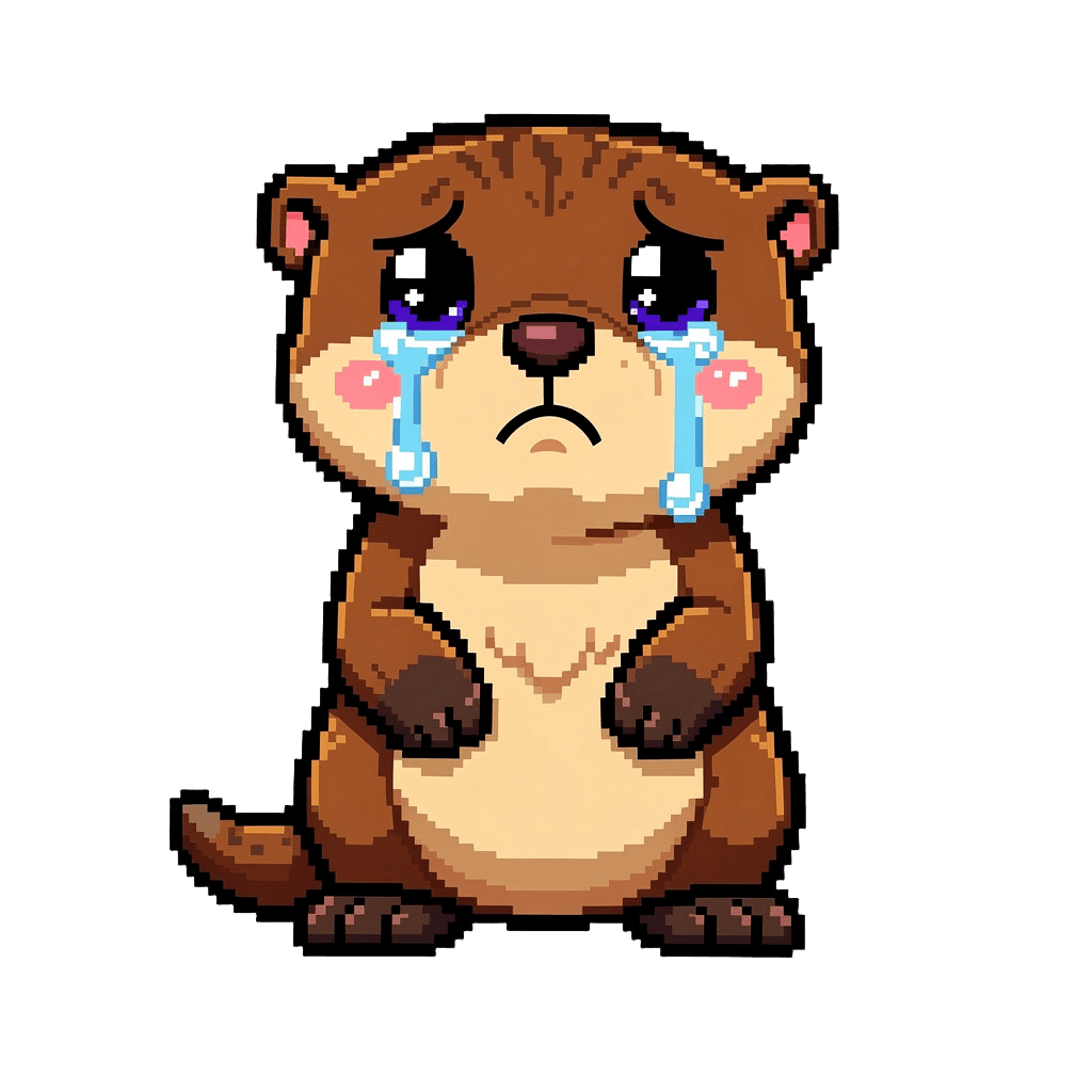 Otter Twitch emote — sad, Pixel Art style
