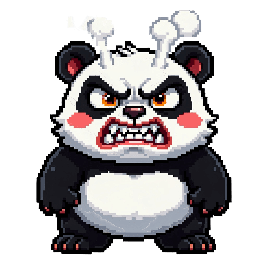 Panda Twitch emote — angry, Pixel Art style