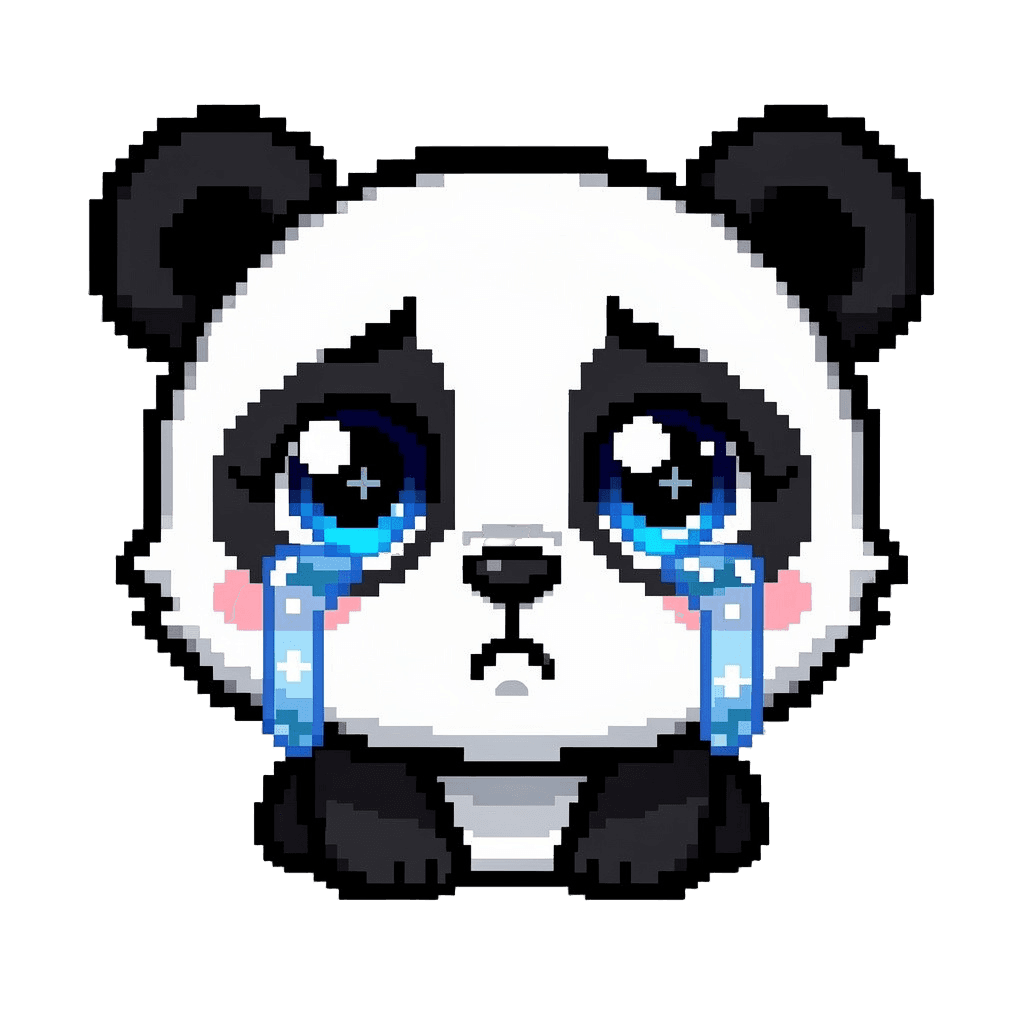 Panda Twitch emote — sad, Pixel Art style