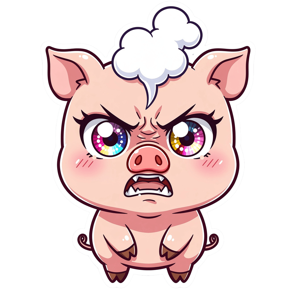 Pig Twitch emote — angry, Anime style