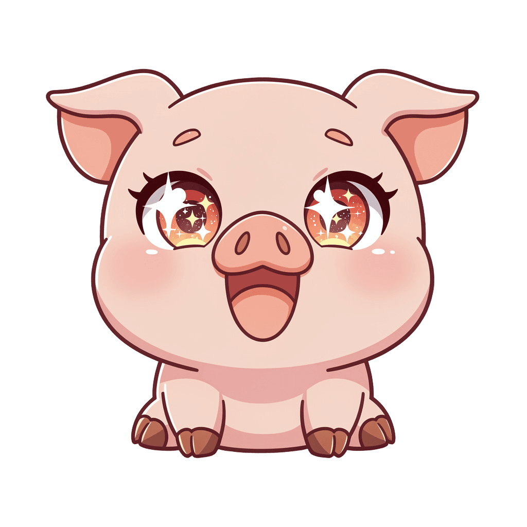 Pig Twitch emote — happy, Anime style
