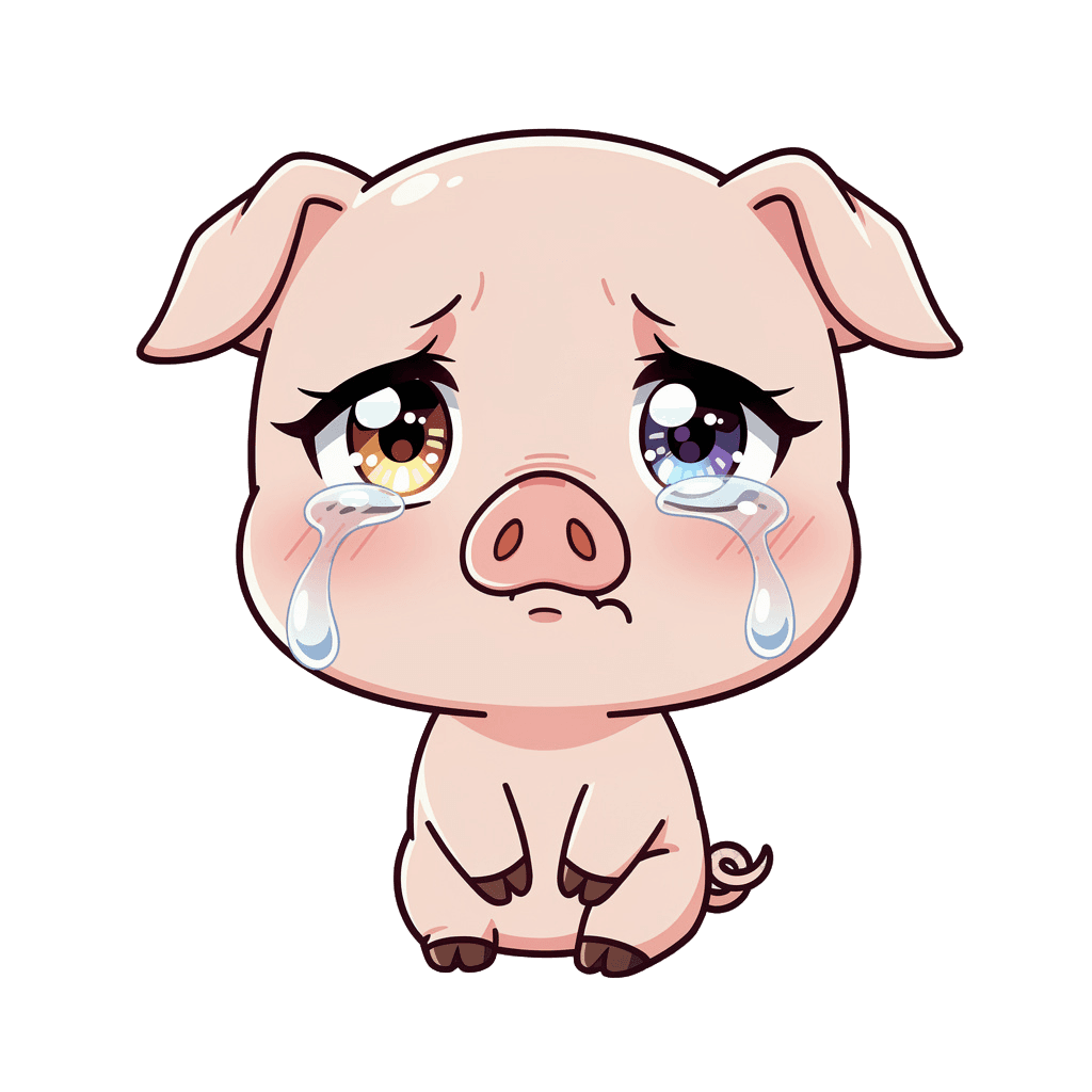Pig Twitch emote — sad, Anime style