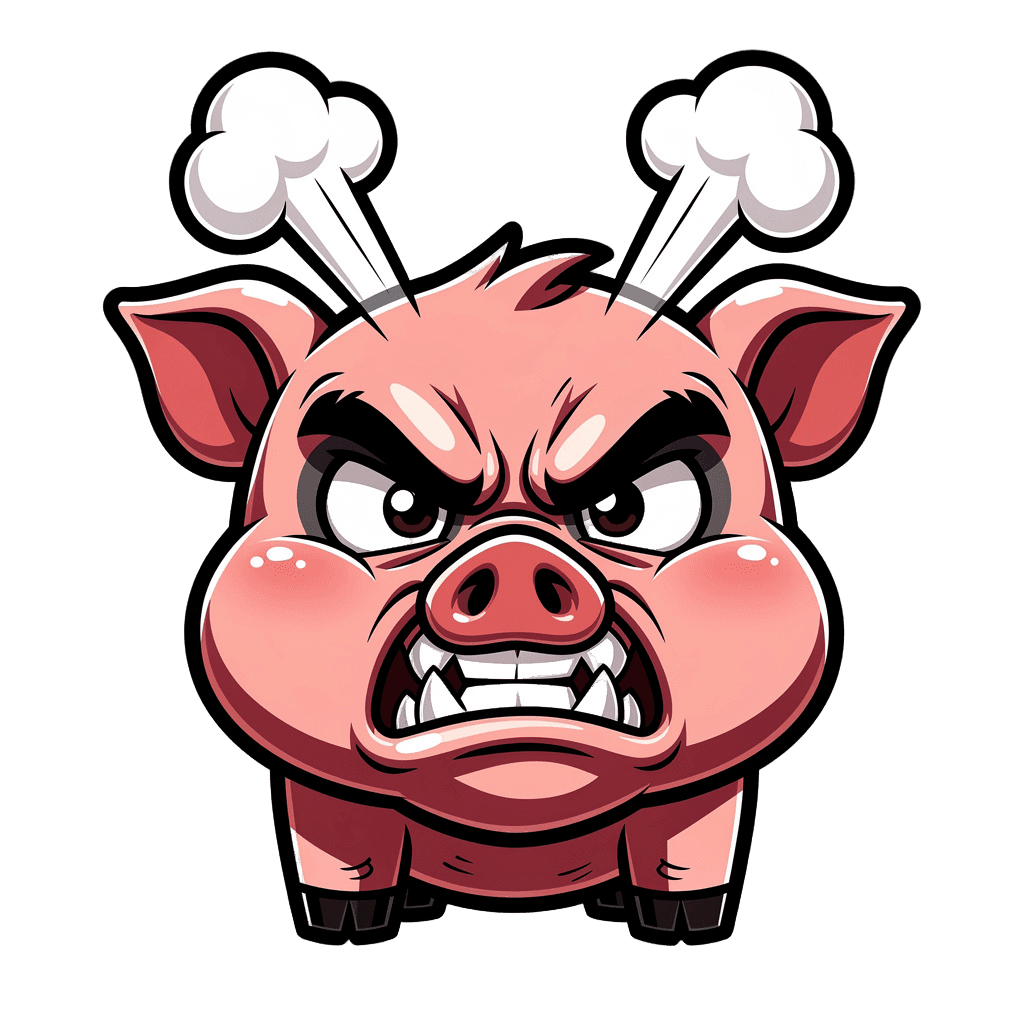 Pig Twitch emote — angry, Cartoon style