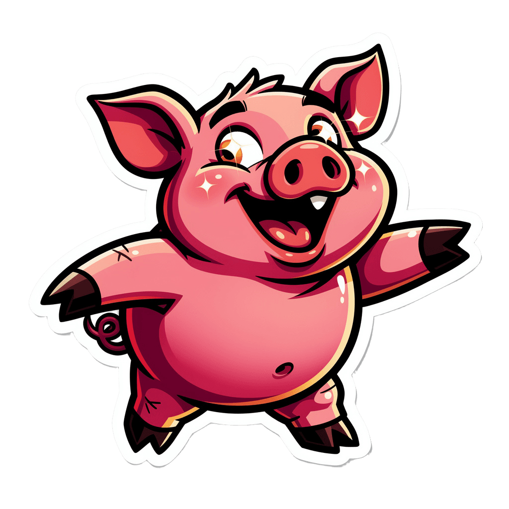 Pig Twitch emote — happy, Cartoon style