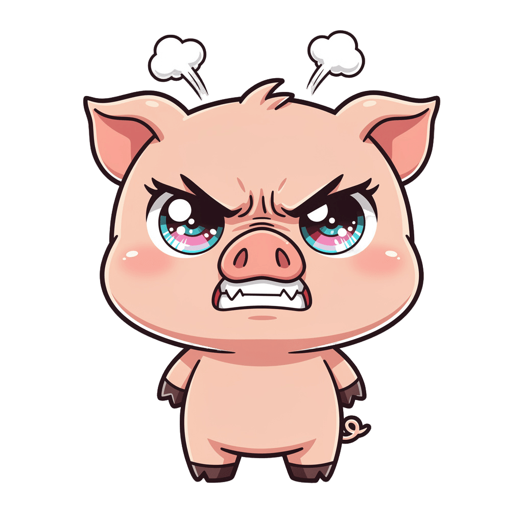 Pig Twitch emote — angry, Chibi style