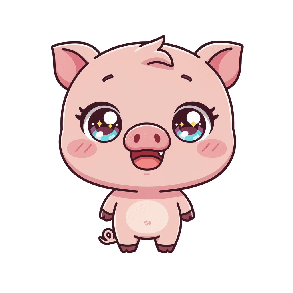 Pig Twitch emote — happy, Chibi style