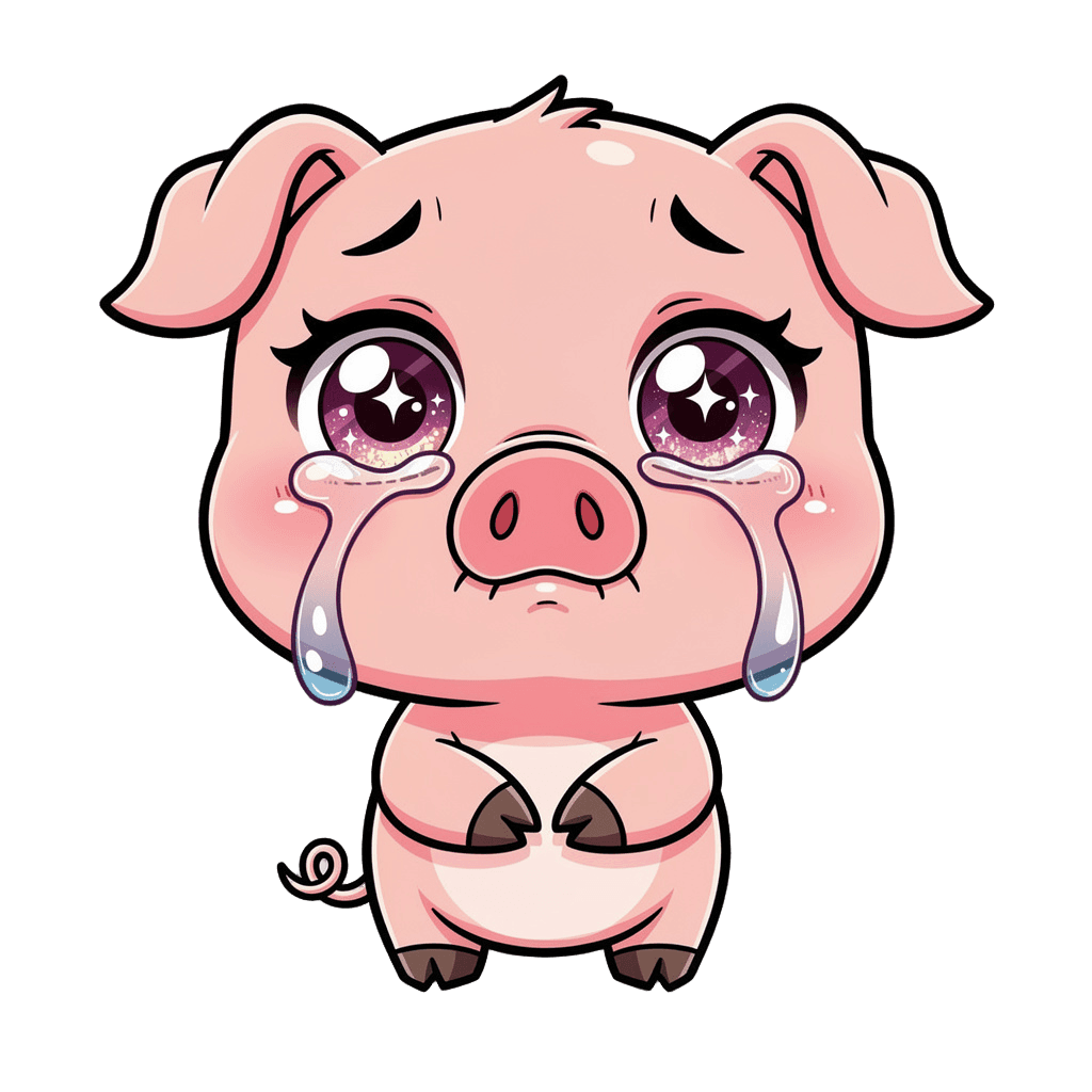 Pig Twitch emote — sad, Chibi style