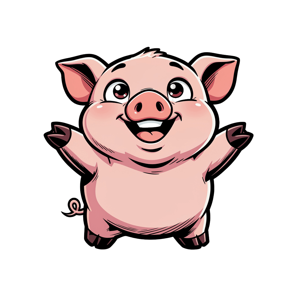 Pig Twitch emote — happy, Comic style