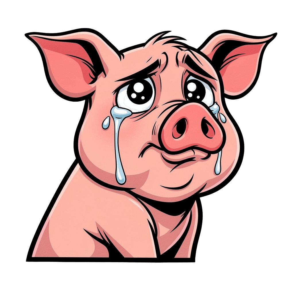 Pig Twitch emote — sad, Comic style