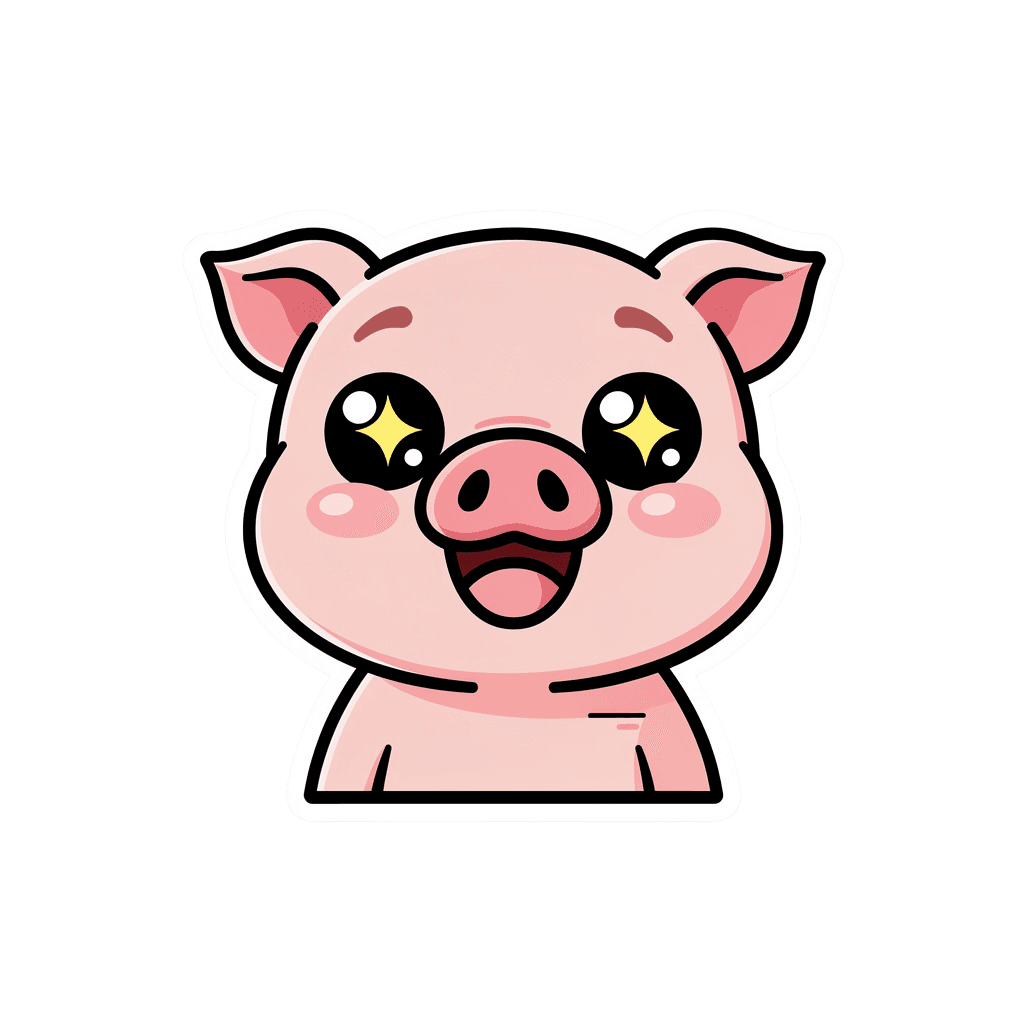 Pig Twitch emote — happy, Sticker style
