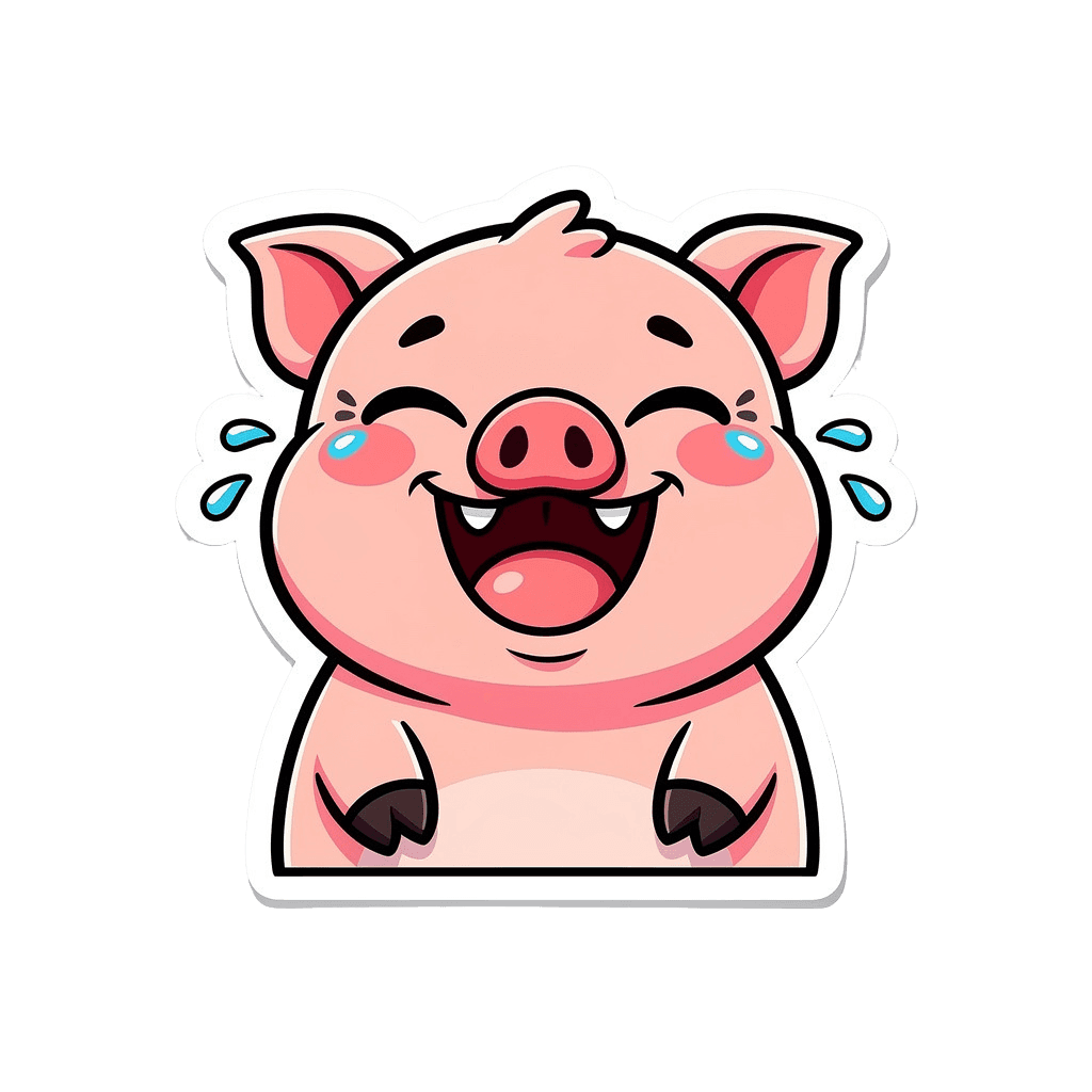 Pig Twitch emote — laughing, Sticker style
