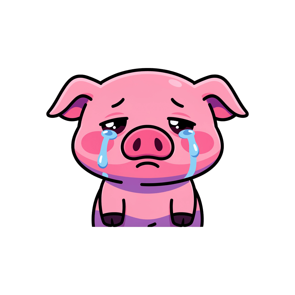 Pig Twitch emote — sad, Sticker style