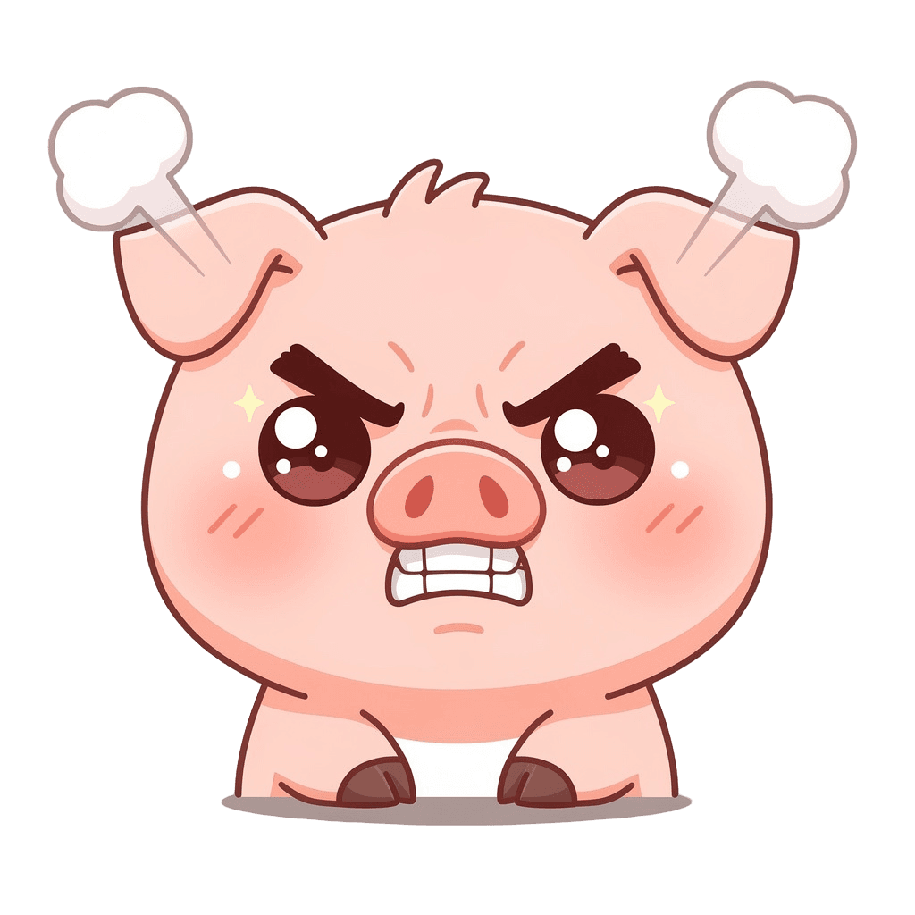 Pig Twitch emote — angry, Kawaii style