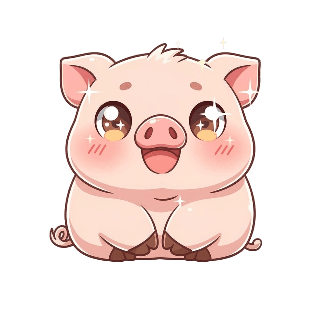 Pig Twitch emote — happy, Kawaii style