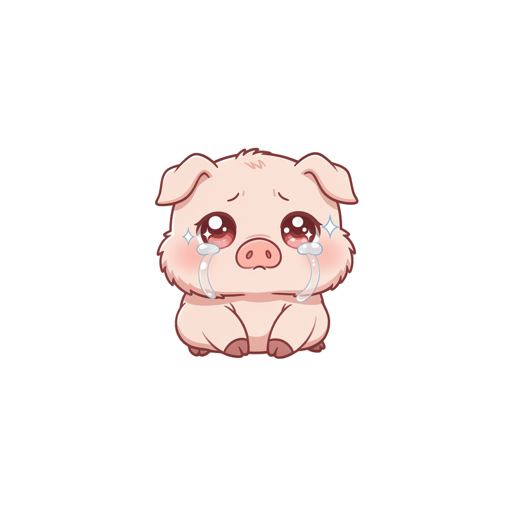 Pig Twitch emote — sad, Kawaii style