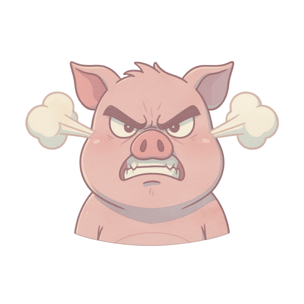 Pig Twitch emote — angry, Pastel style