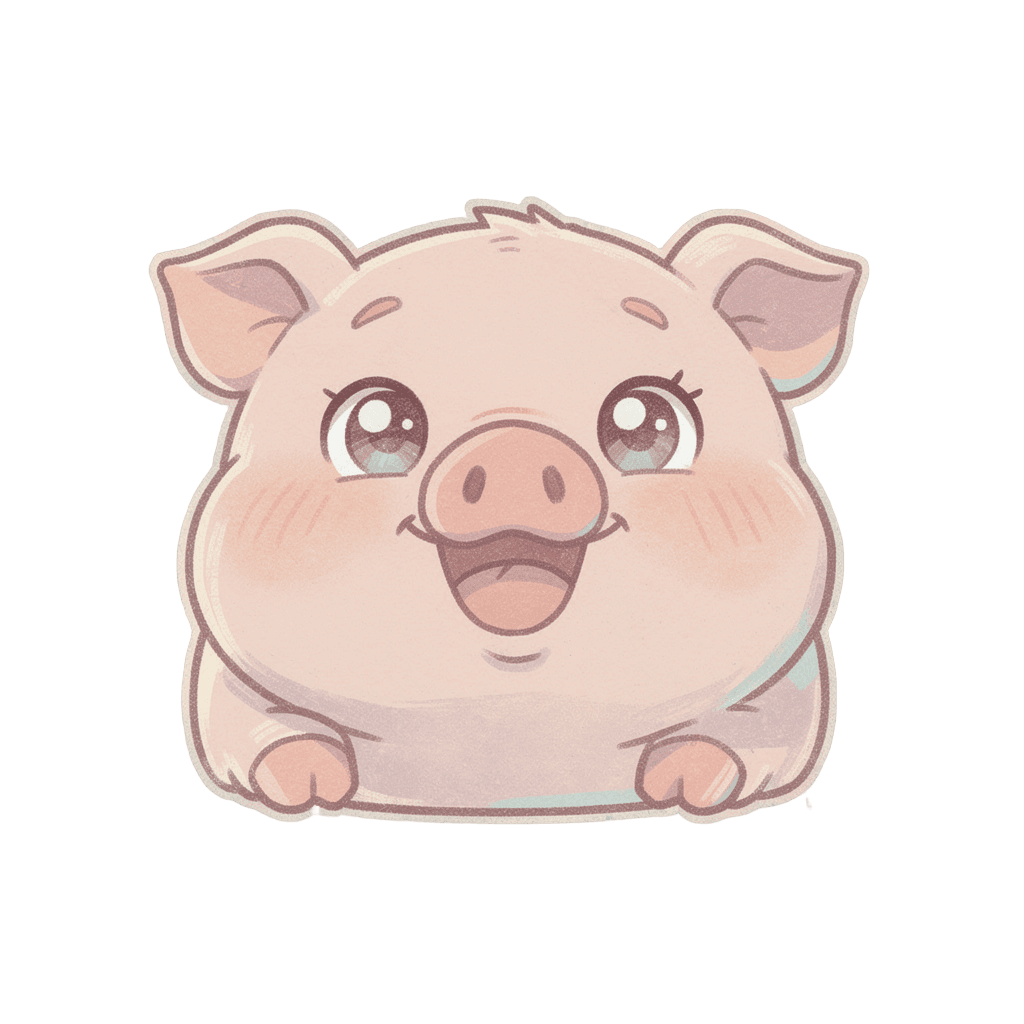 Pig Twitch emote — happy, Pastel style