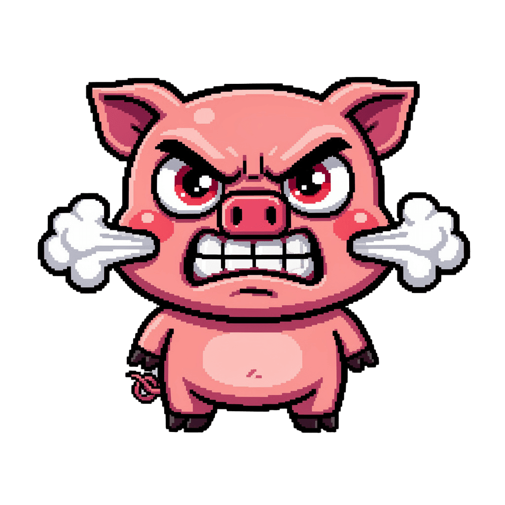 Pig Twitch emote — angry, Pixel Art style