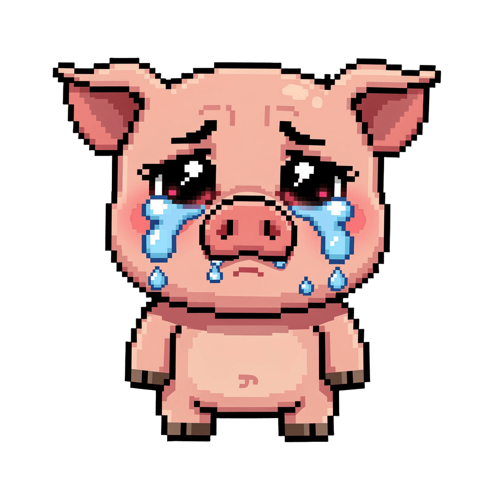 Pig Twitch emote — sad, Pixel Art style