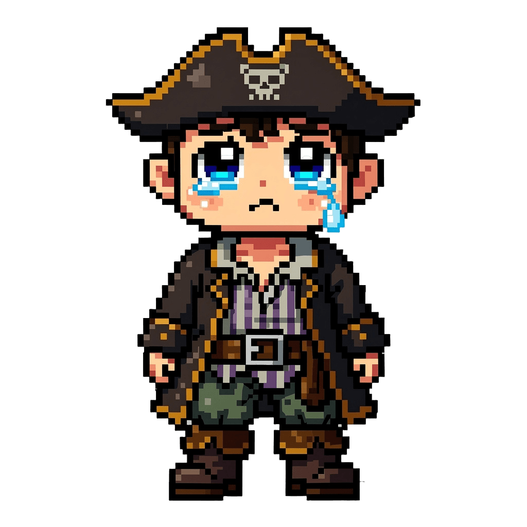 Pirate Twitch emote — sad, Pixel Art style