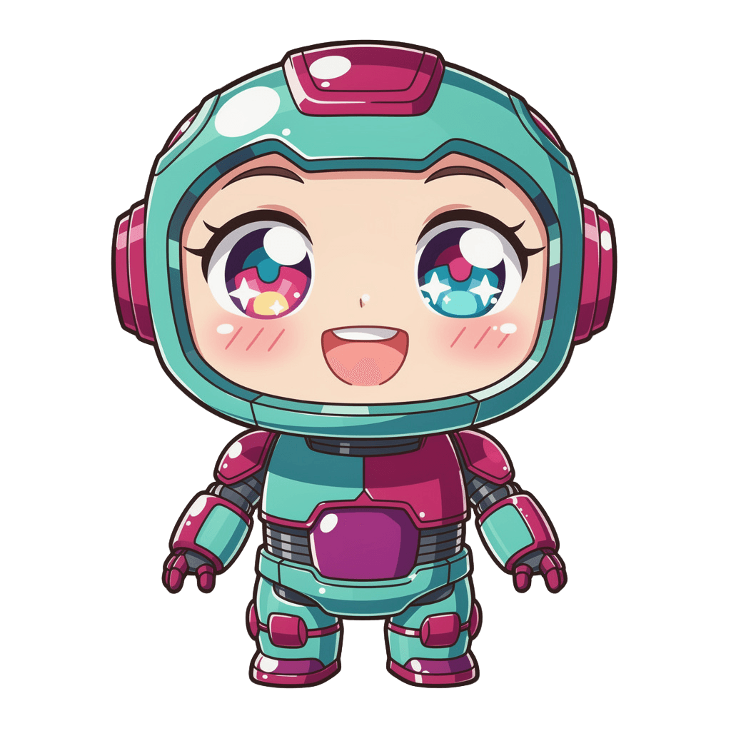 Robot Twitch emote — happy, Anime style