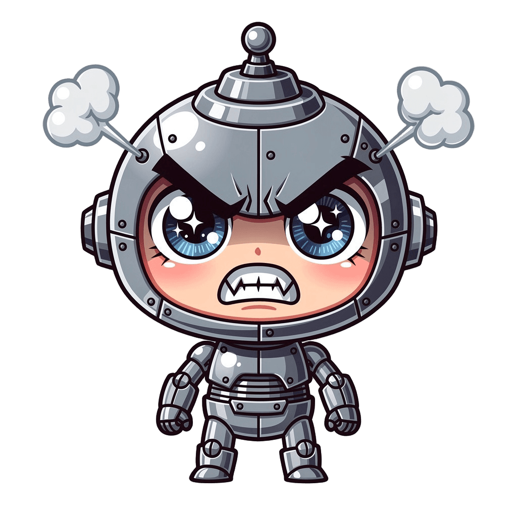 Robot Twitch emote — angry, Chibi style