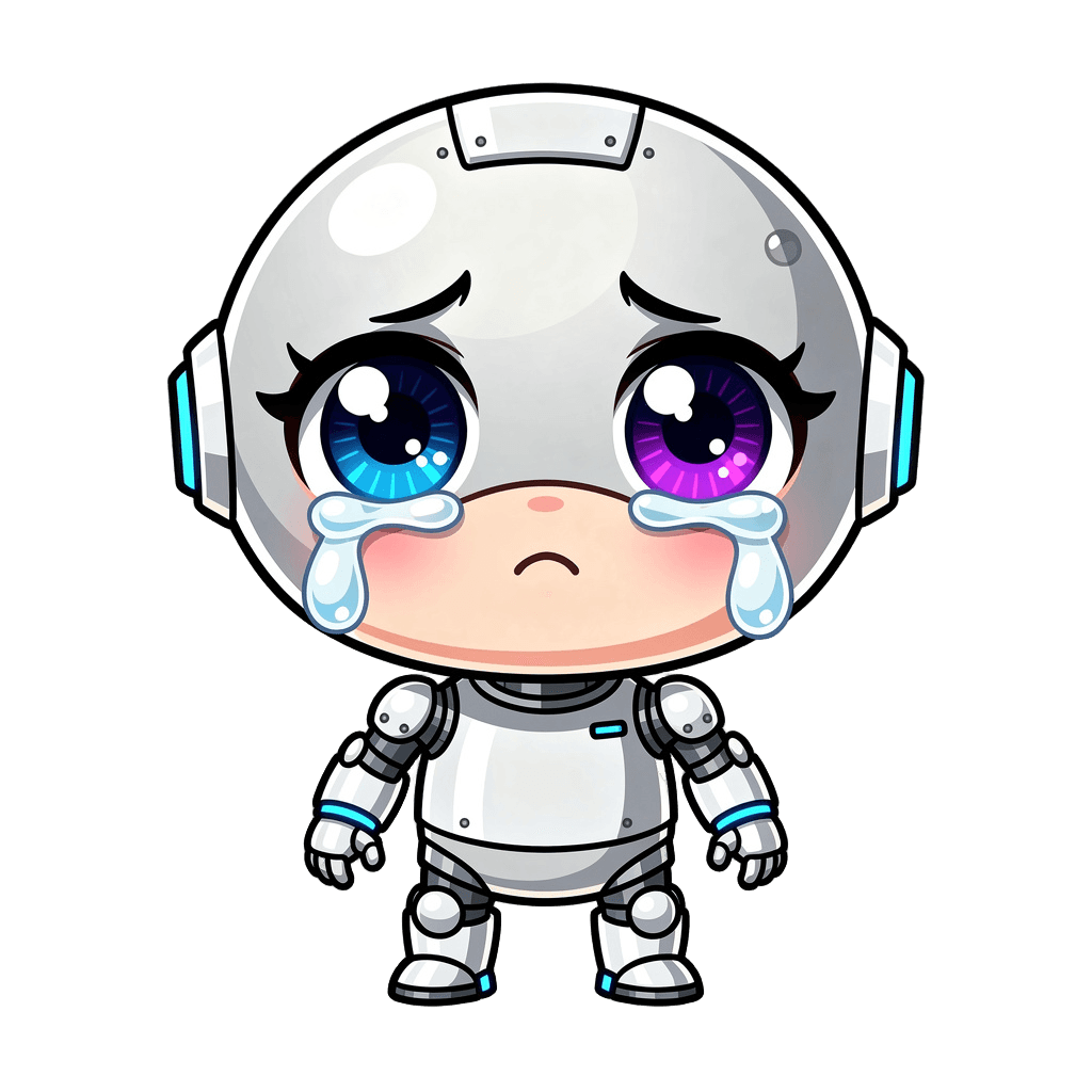 Robot Twitch emote — sad, Chibi style