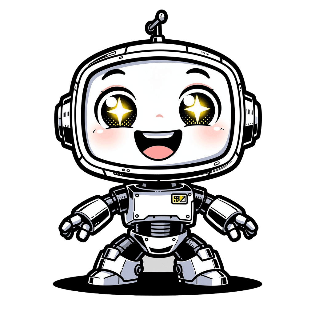 Robot Twitch emote — happy, Comic style