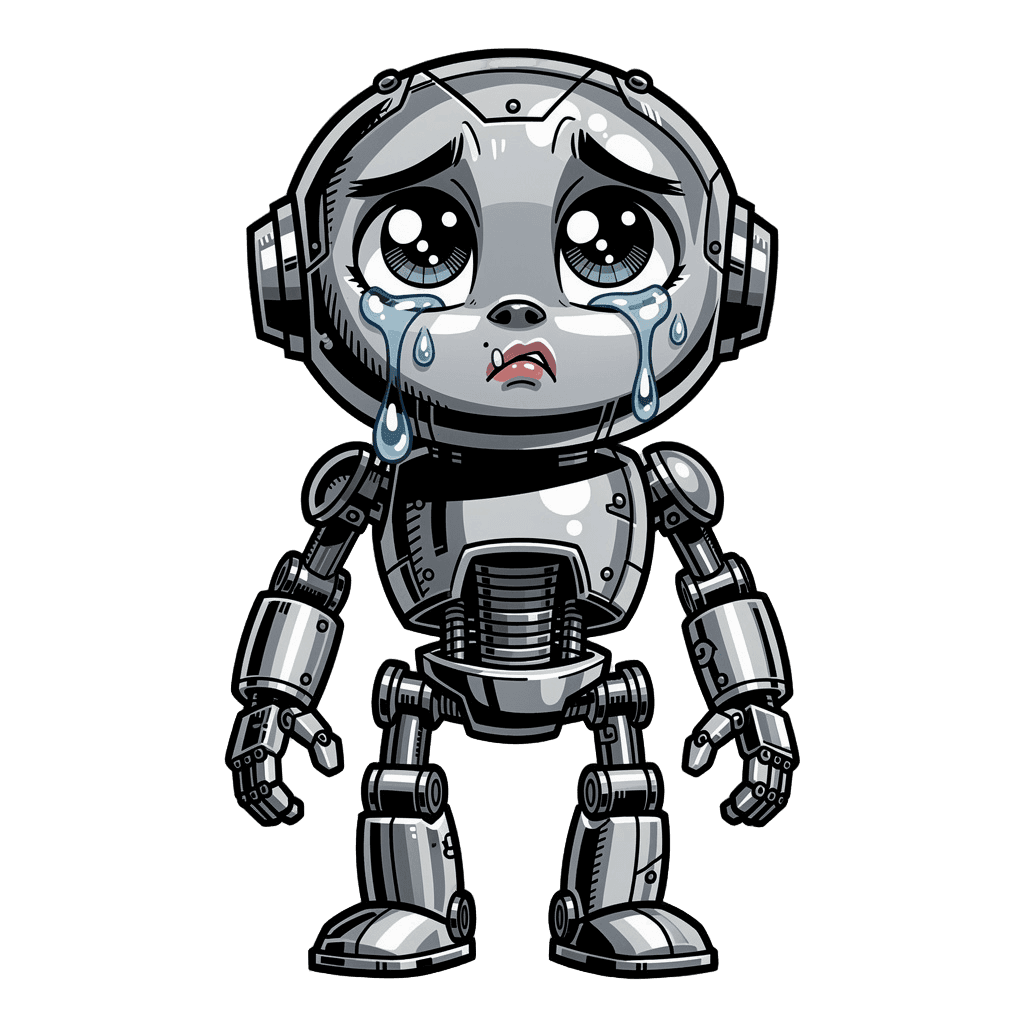 Robot Twitch emote — sad, Comic style