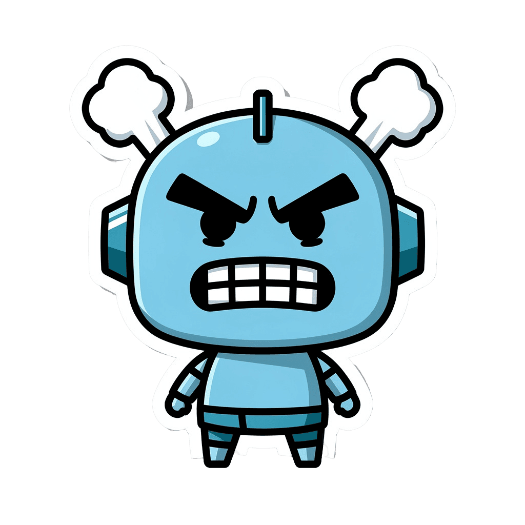 Robot Twitch emote — angry, Sticker style