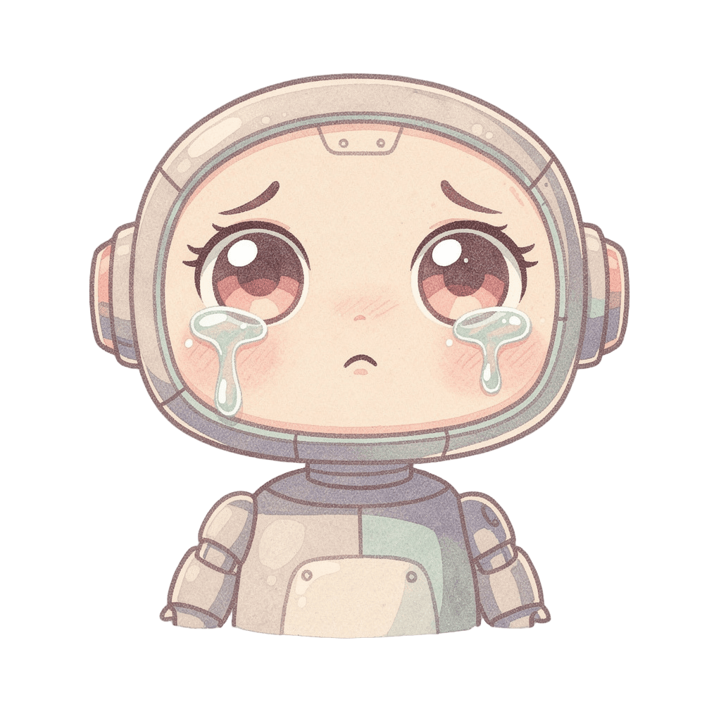 Robot Twitch emote — sad, Pastel style