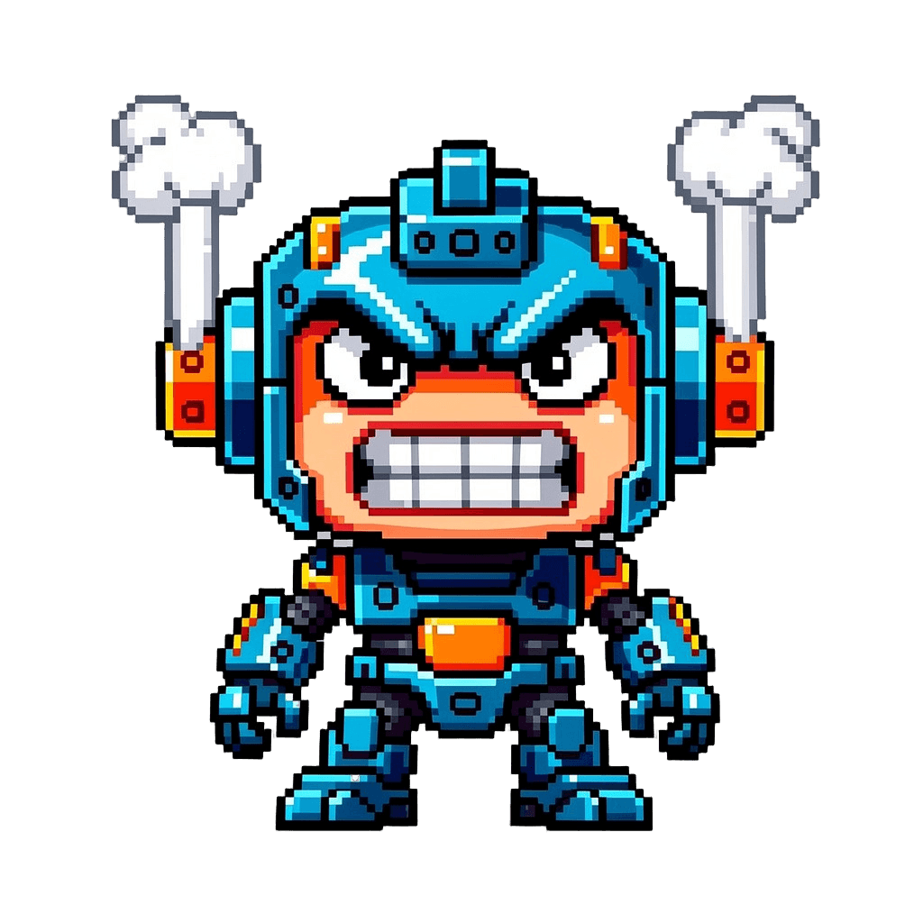 Robot Twitch emote — angry, Pixel Art style